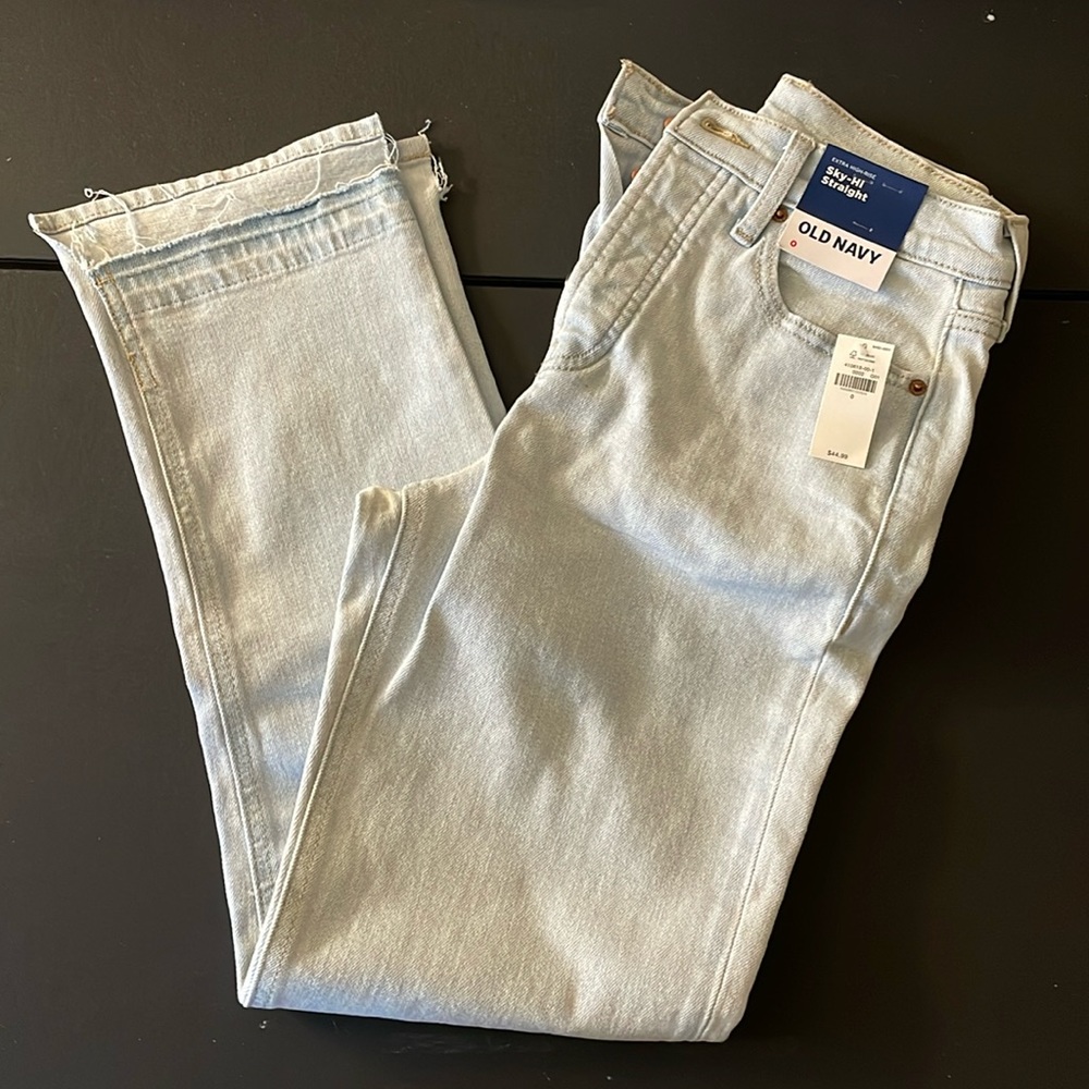 Old Navy Ski-Hi Straight Jeans, high waisted jeans light wash